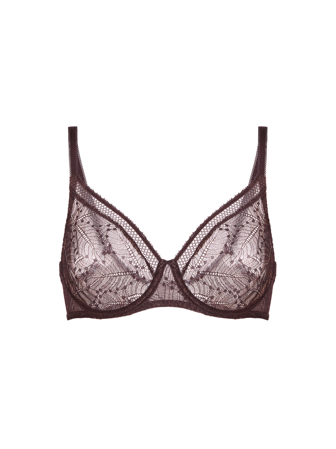 Plunging moulded underwired bra - Dark Brown