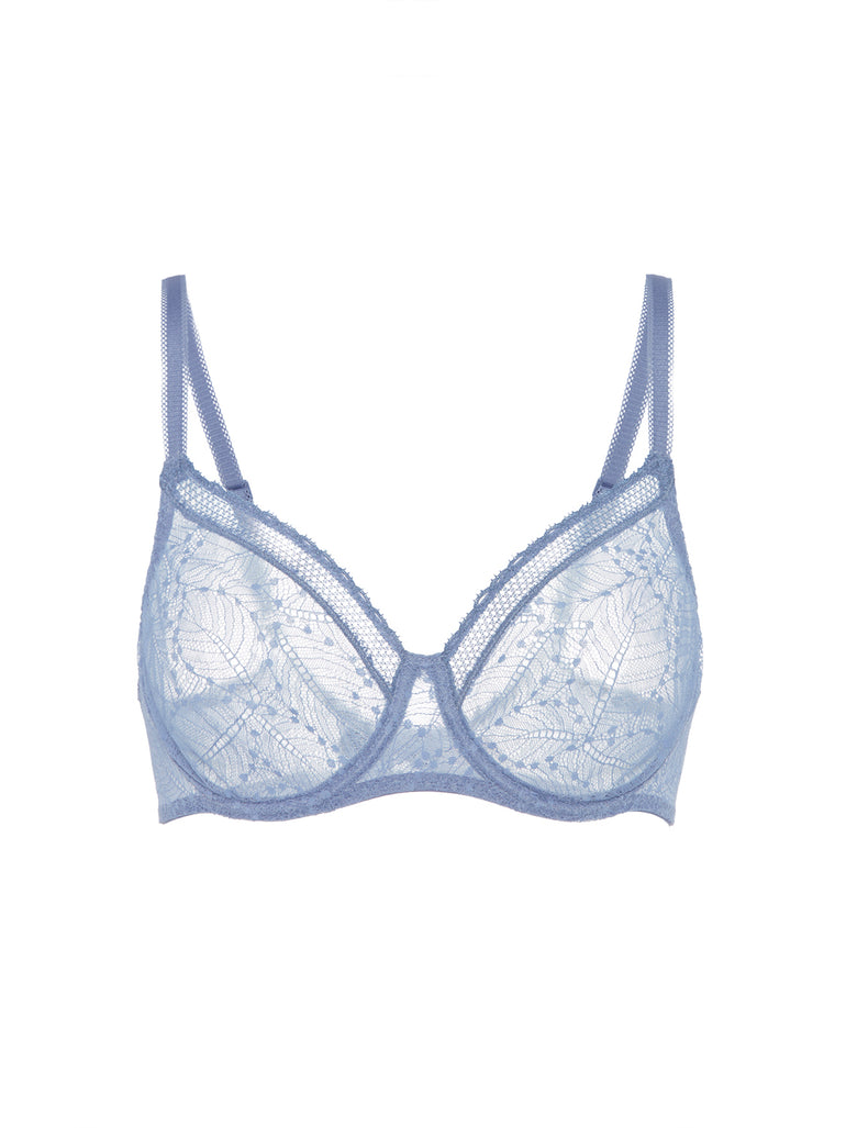 Plunging moulded underwired bra - Chambray Blue
