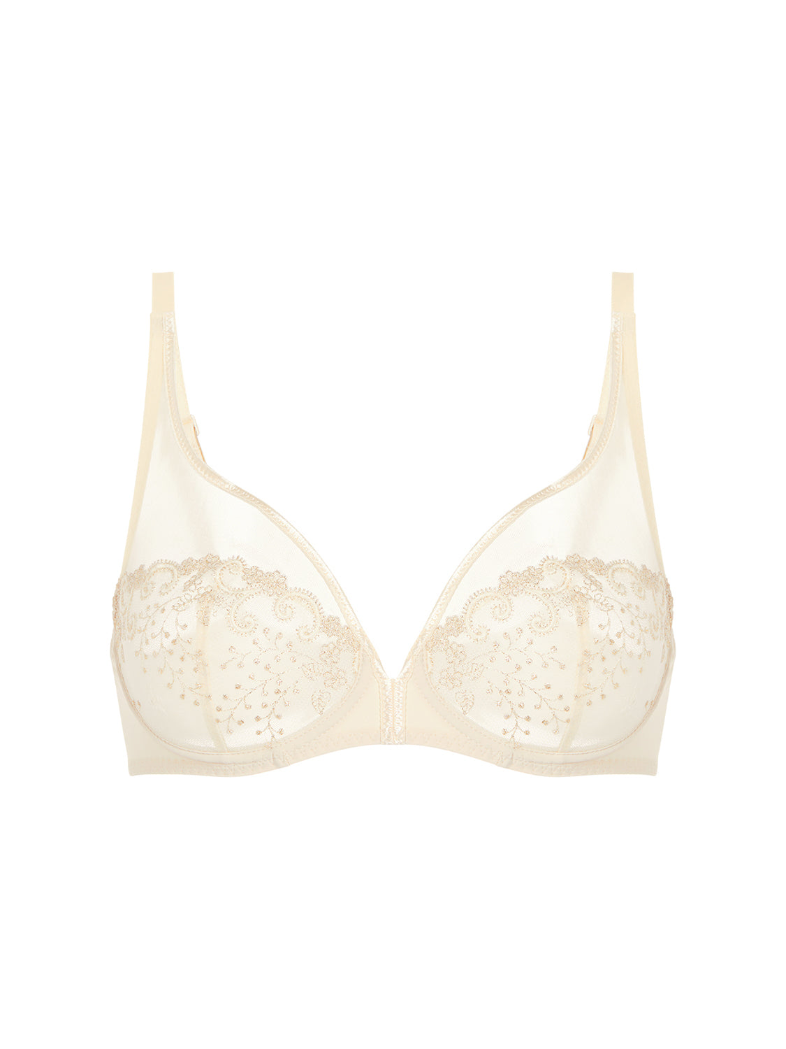 Plunging underwired bra - Topaz Beige