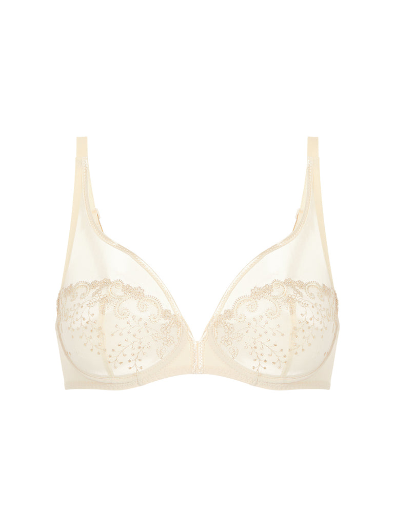 Plunging underwired bra - Topaz Beige