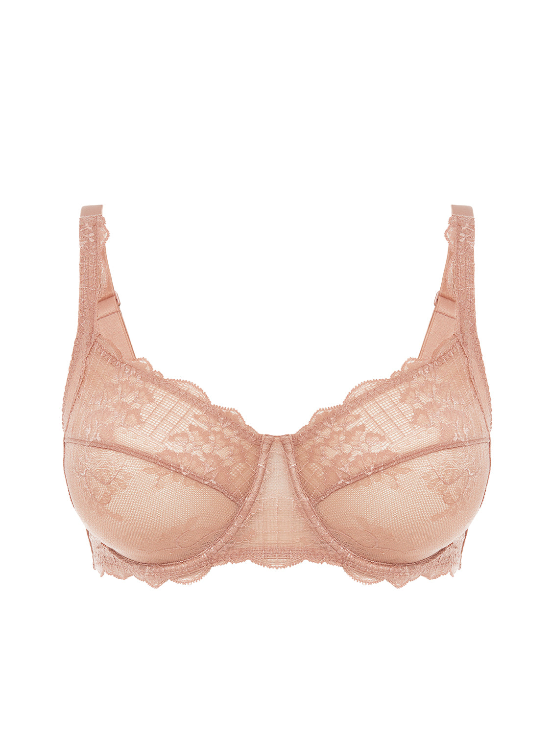 Squared neckline full cup bra - Nude