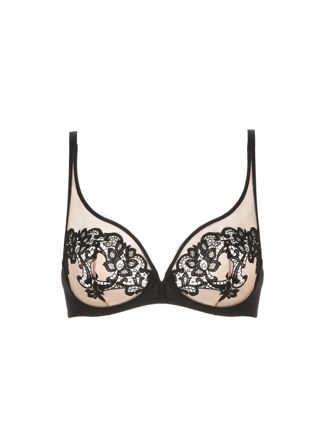 Plunging underwired bra - Black Tattoo