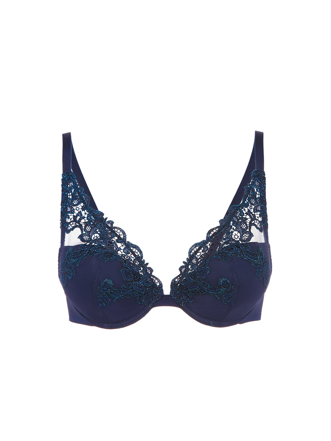 Plunging push-up bra - Sapphire