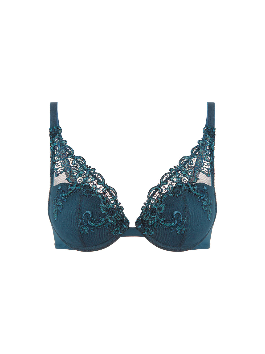 Plunging push-up bra - Prestige Blue