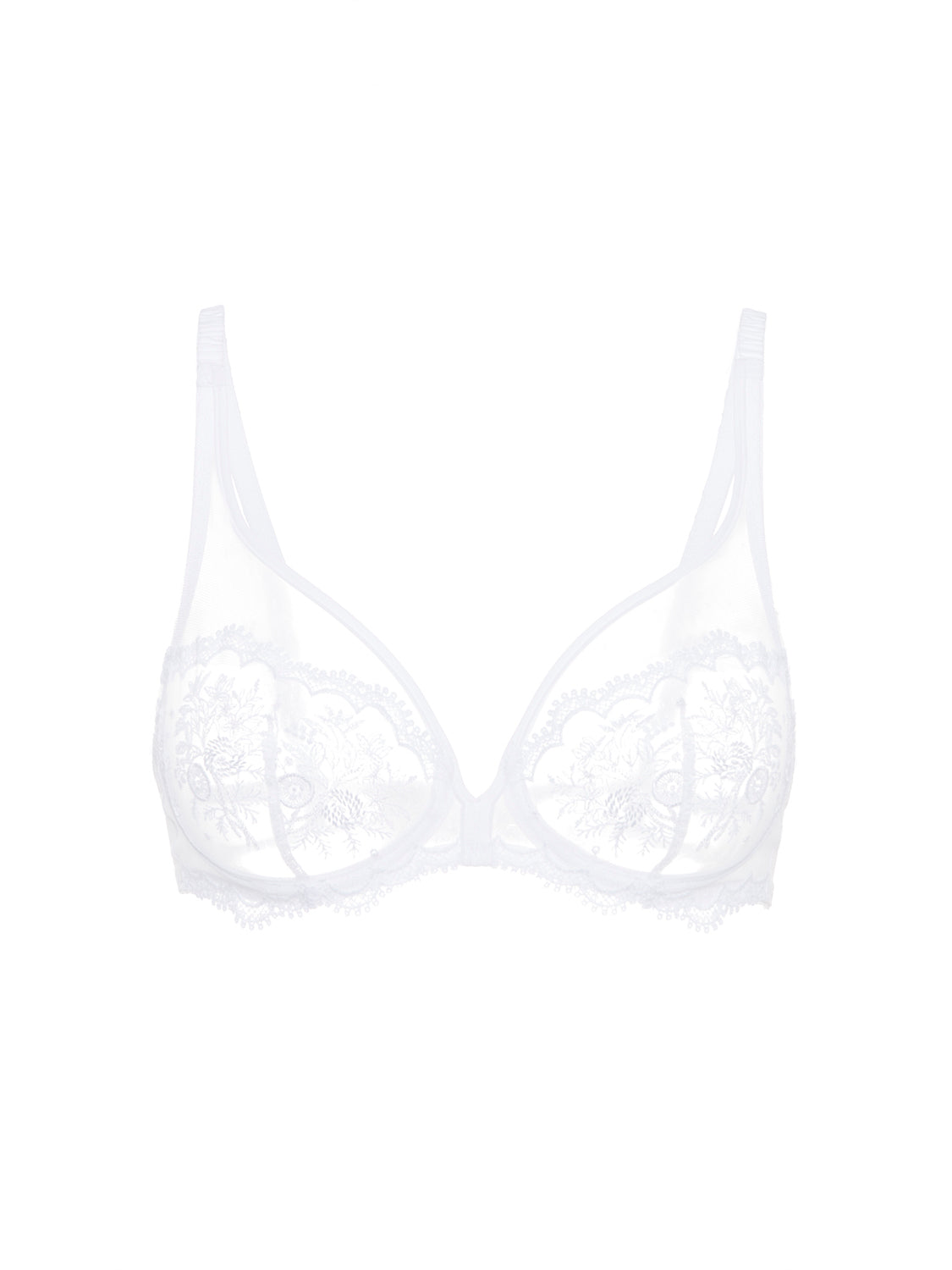 Plunging underwired bra - White