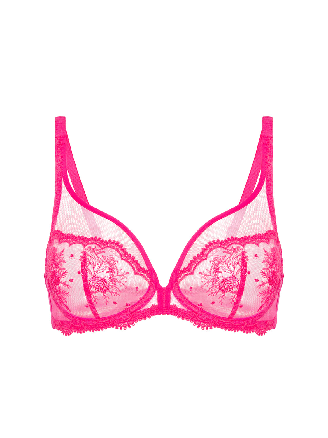 Plunging underwired bra - Disco pink