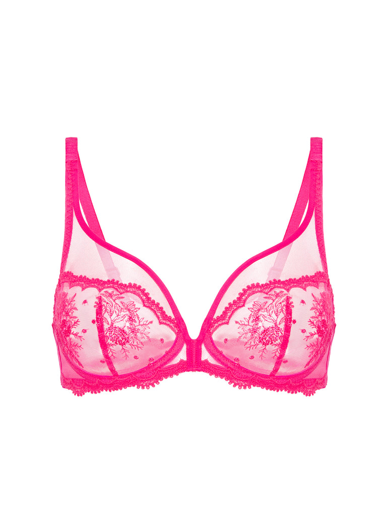 Plunging underwired bra - Disco pink