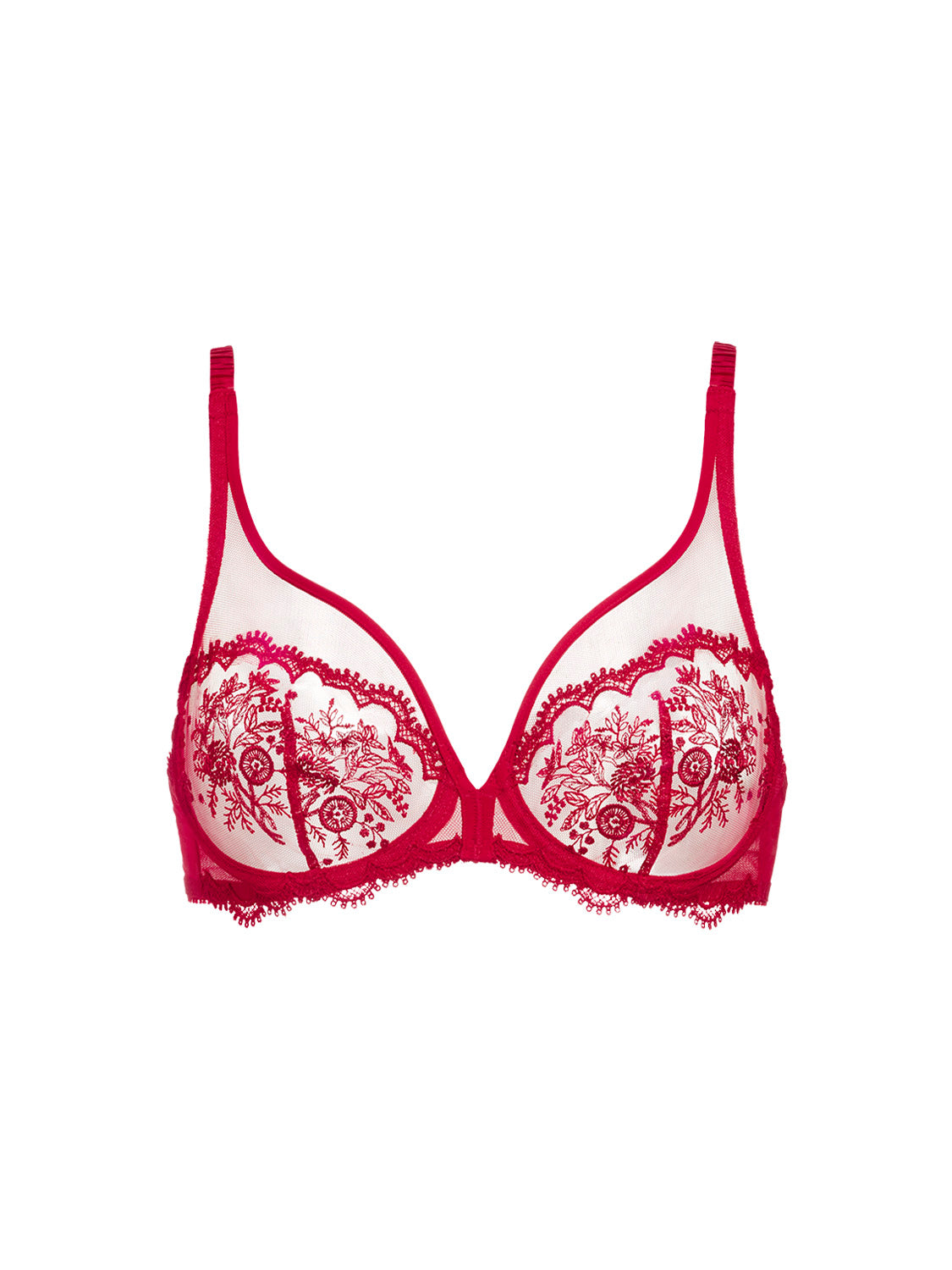 Plunging underwired bra - Opera Red