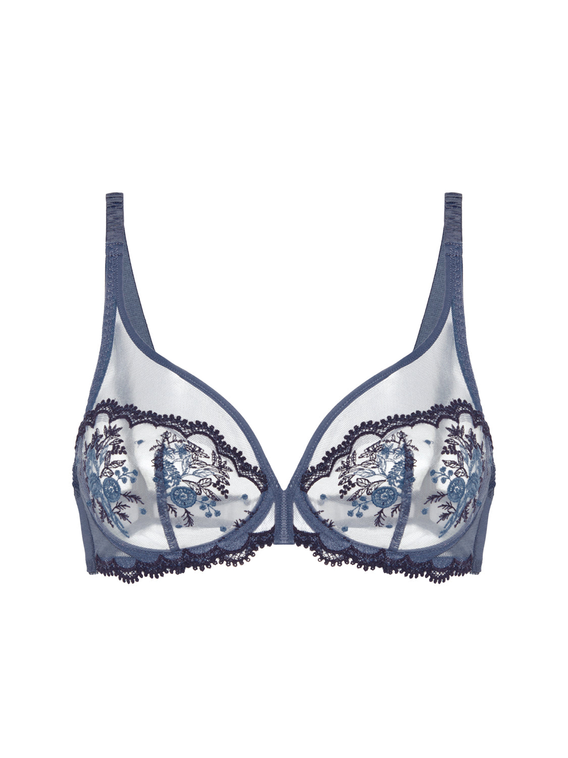 Plunging underwired bra - Cinder Blue