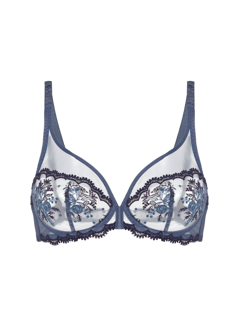 Plunging underwired bra - Cinder Blue