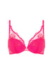 Plunging push-up bra - Disco pink