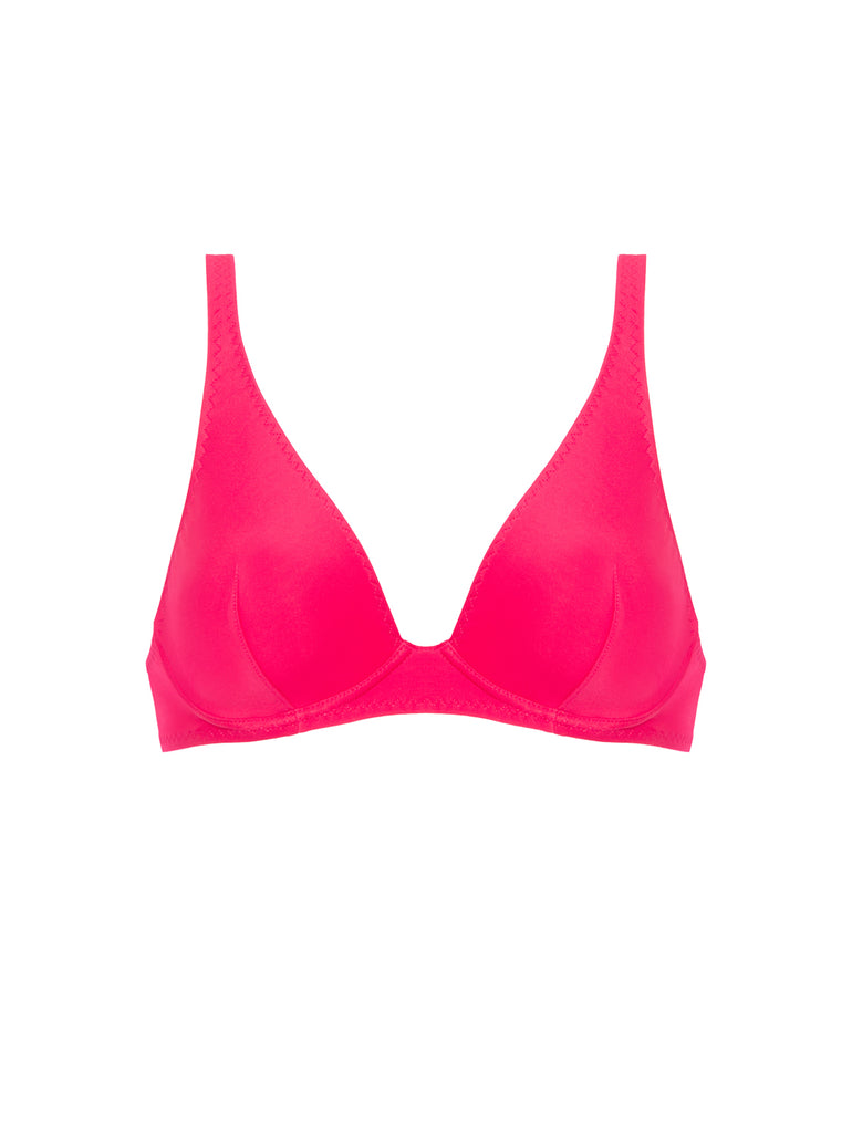 Underwired triangle bikini bra - Lipstick