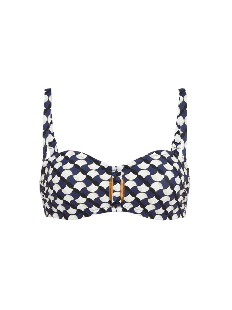 Underwired bandeau bikini top - Sailing print
