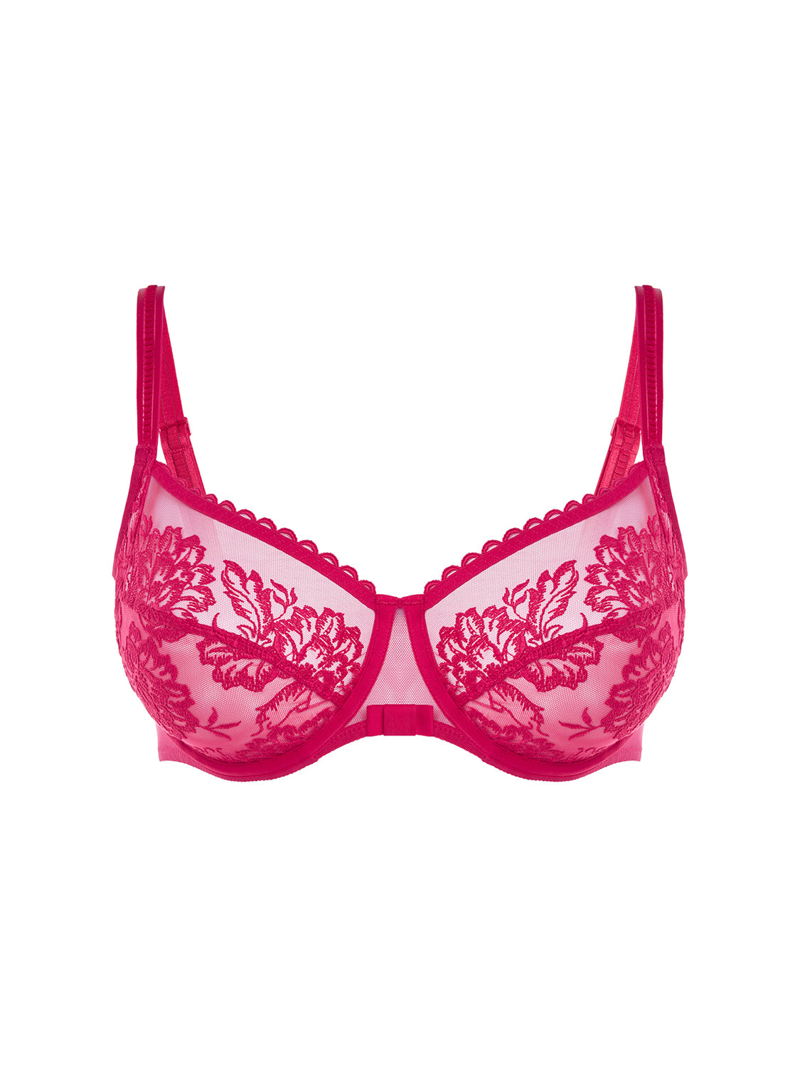 Squared neckline full cup bra - Cranberry