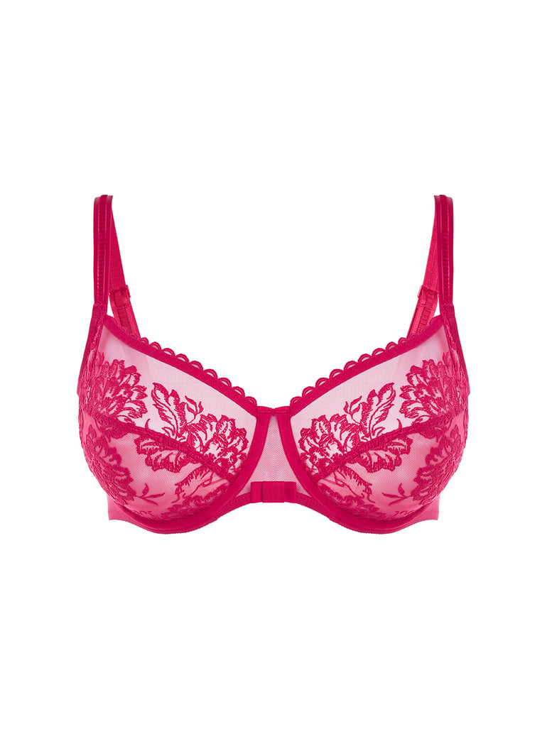 Squared neckline full cup bra - Cranberry