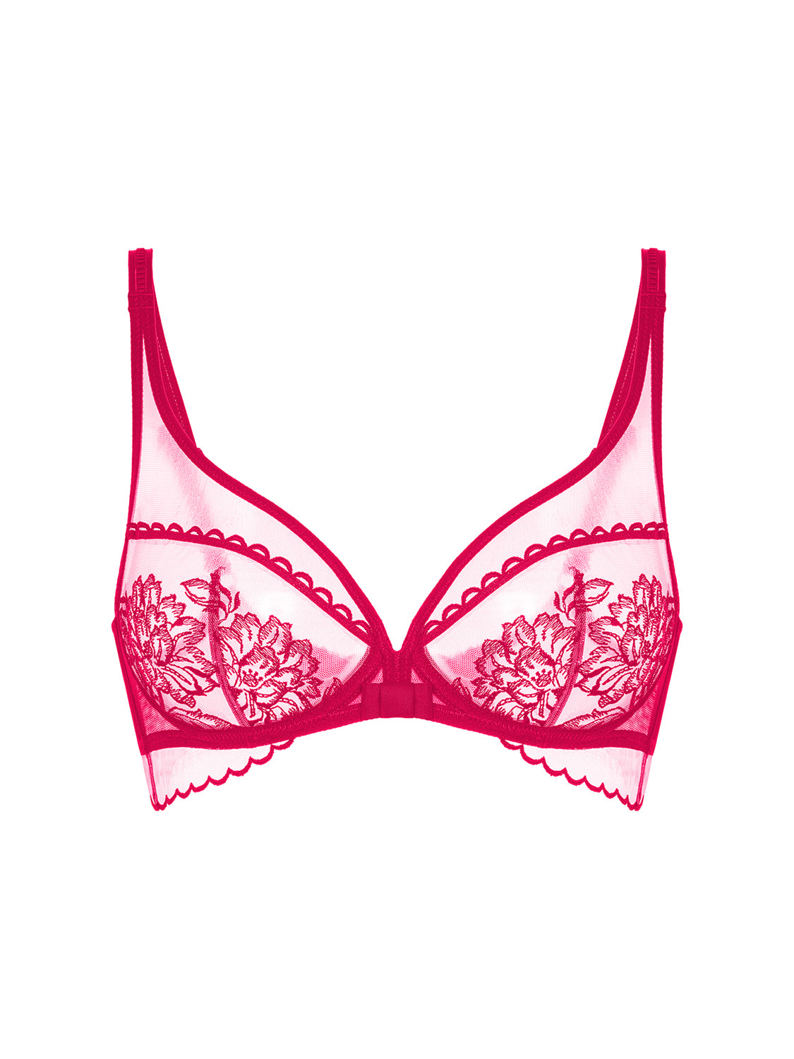 Plunging underwired bra - Cranberry