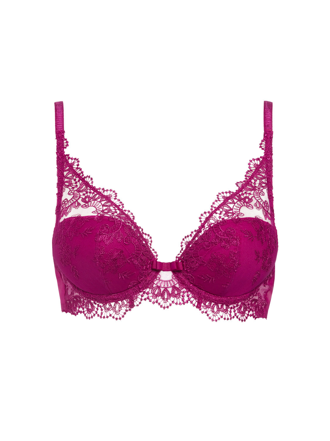 Plunging push-up bra - Desire Pink