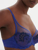 Plunging underwired bra - Electric blue