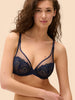 Plunging underwired bra - Sapphire