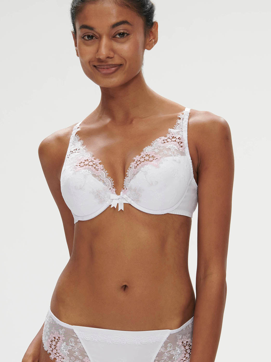 Plunging push-up bra - Cristal White