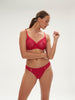 Plunging moulded underwired bra - Ruby pink