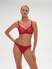 Plunging moulded underwired bra - Ruby pink