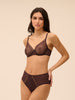 Plunging moulded underwired bra - Dark Brown