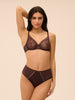 Plunging moulded underwired bra - Dark Brown