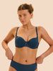 Squared neckline spacer bra - Petrol blue