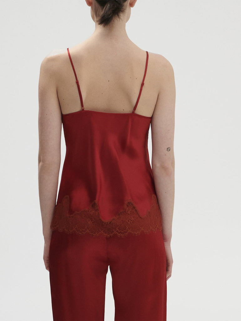 Nocturne Silk Top - Tango Red