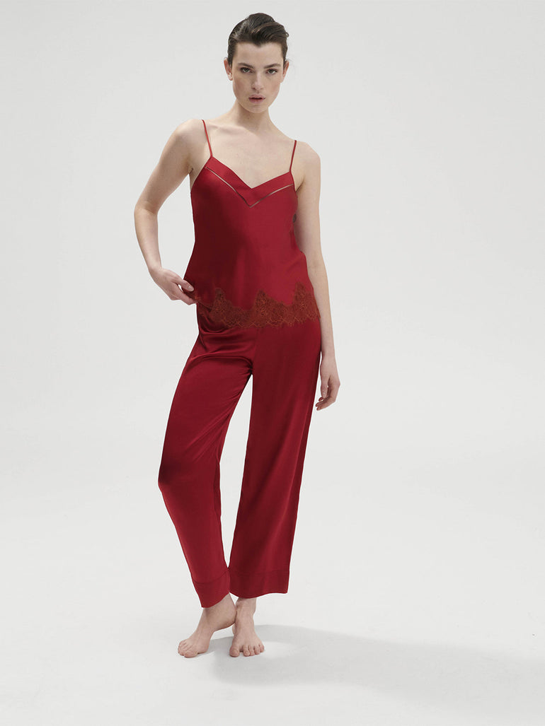 Nocturne Silk Top - Tango Red