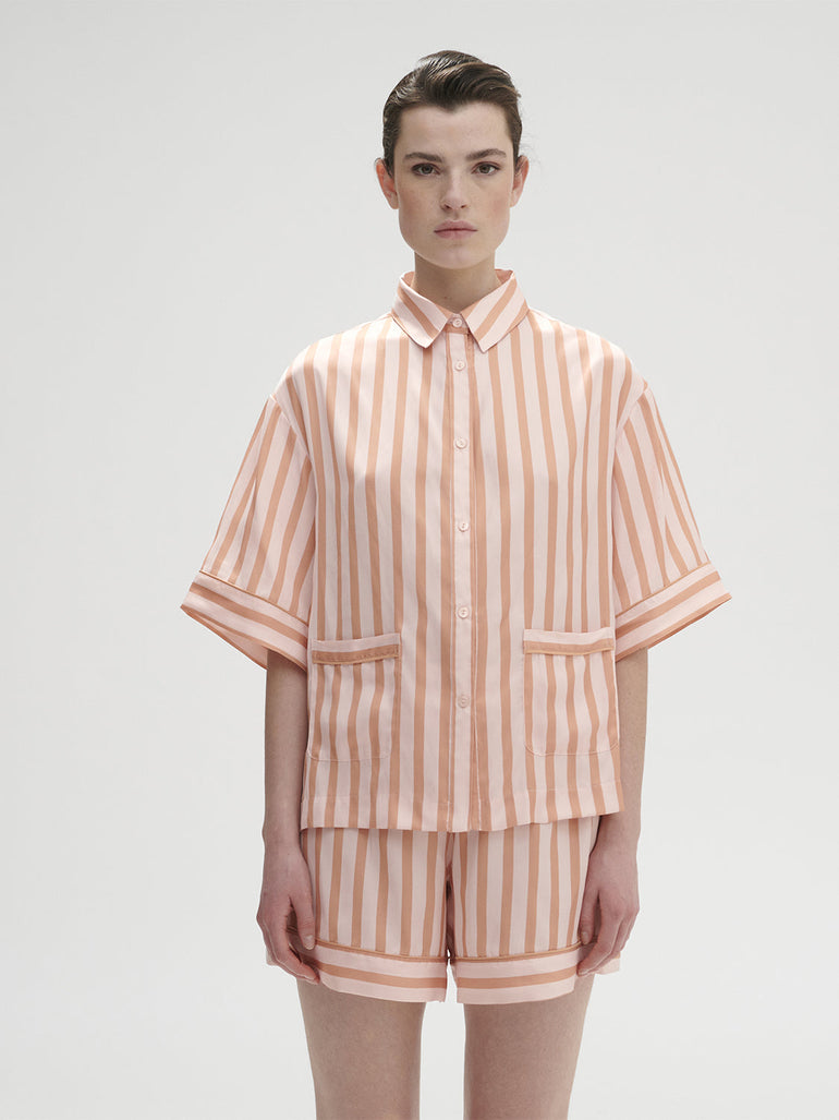 Caprice Short Sleeve Top  - Peach Nights