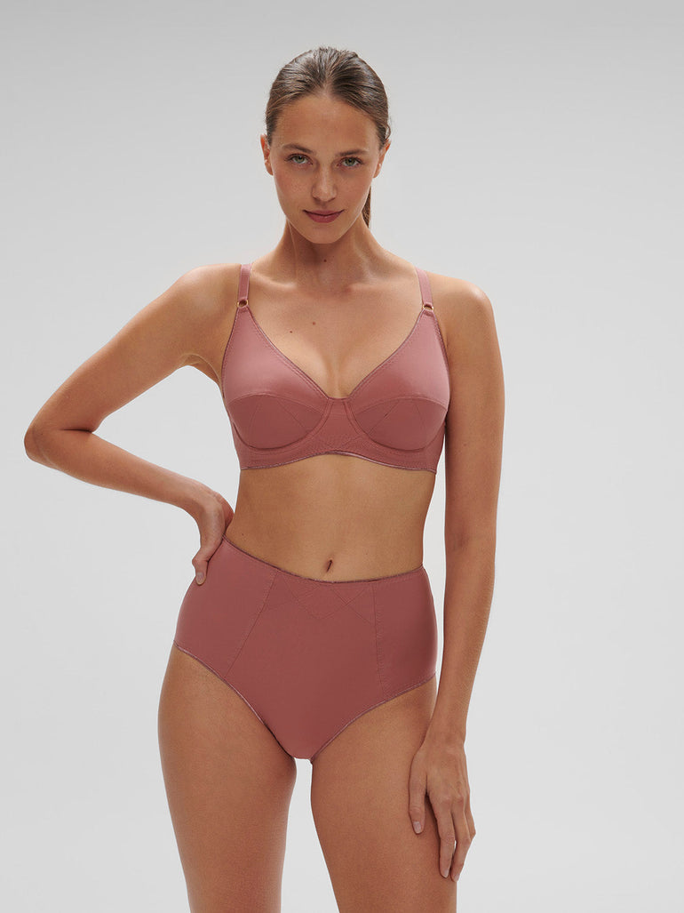 Plunging underwired bra - Lychee