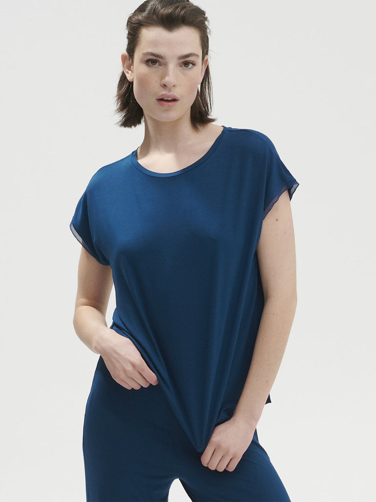 Aurore Short Sleeve Top - Poseidon Blue