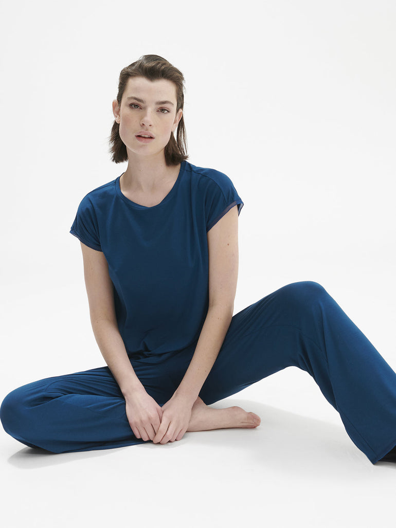 Aurore Short Sleeve Top - Poseidon Blue