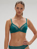 Plunging underwired bra - BLUE