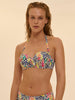 Underwired bandeau bikini top - Tropico white print