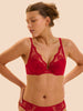 Plunging push-up bra - Opera Red