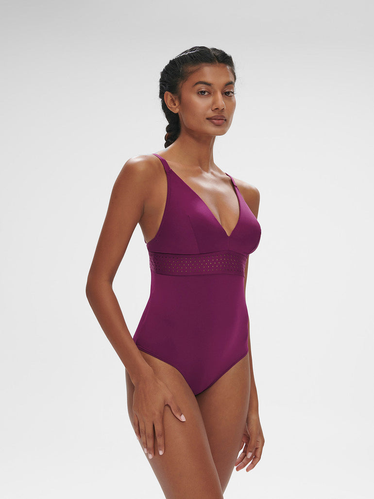 Underwired one-piece swimsuit - Blackberry