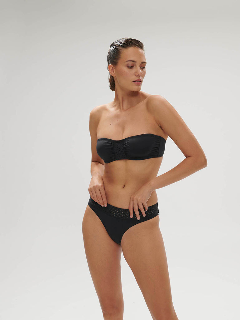 Underwired bandeau bikini top - Black