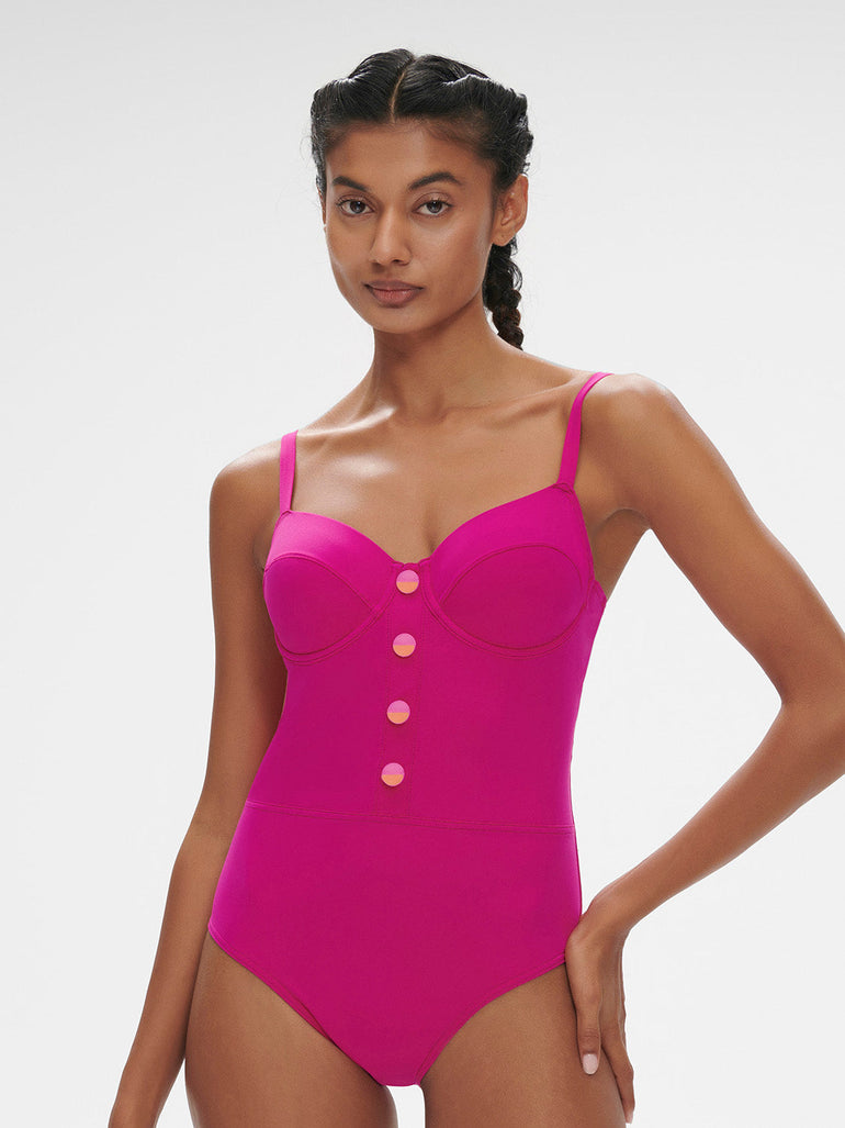 Underwired one-piece swimsuit - Hibiscus Pink