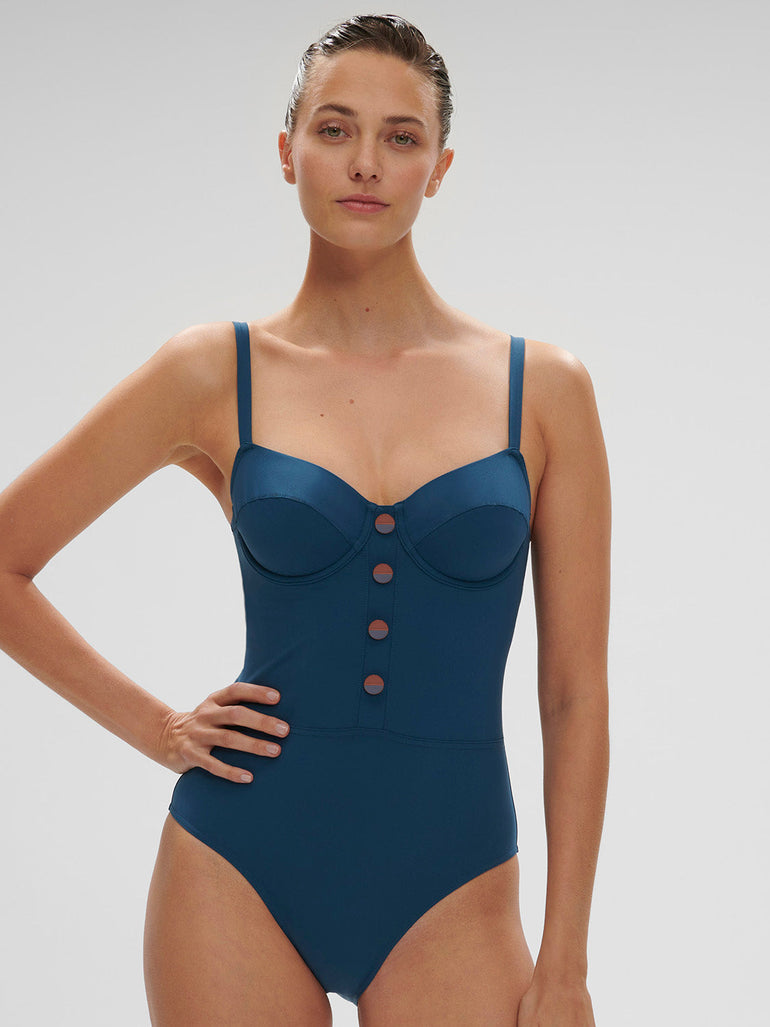 Underwired one-piece swimsuit - Mystery blue