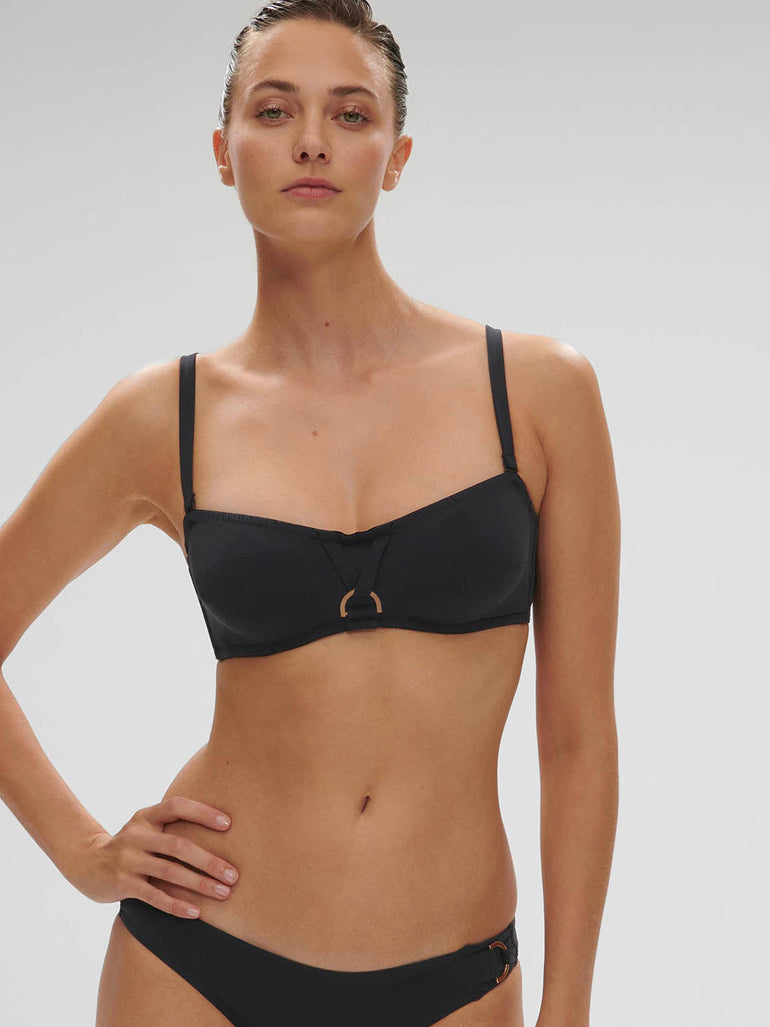 Underwired bandeau bikini top - Black