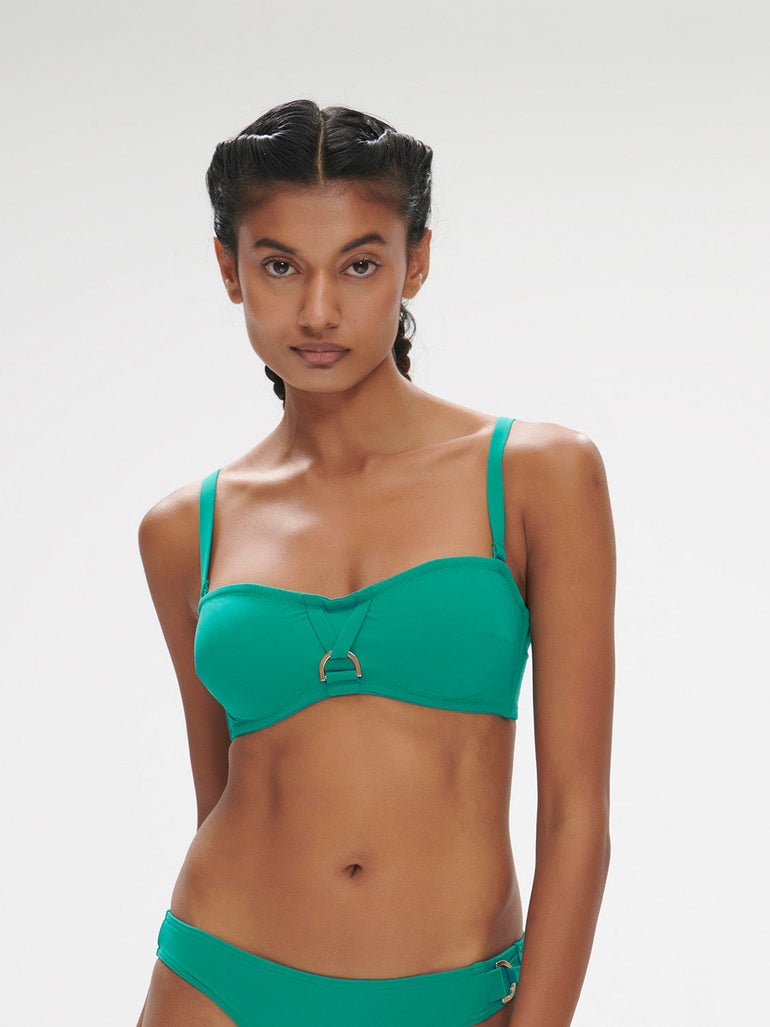 Underwired bandeau bikini top - Waterfall Green