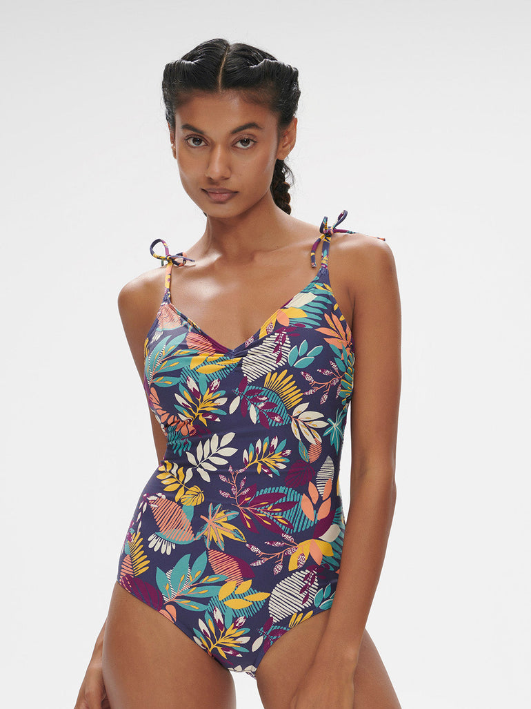 Wireless Molded One-Piece - Seaside Blue Print