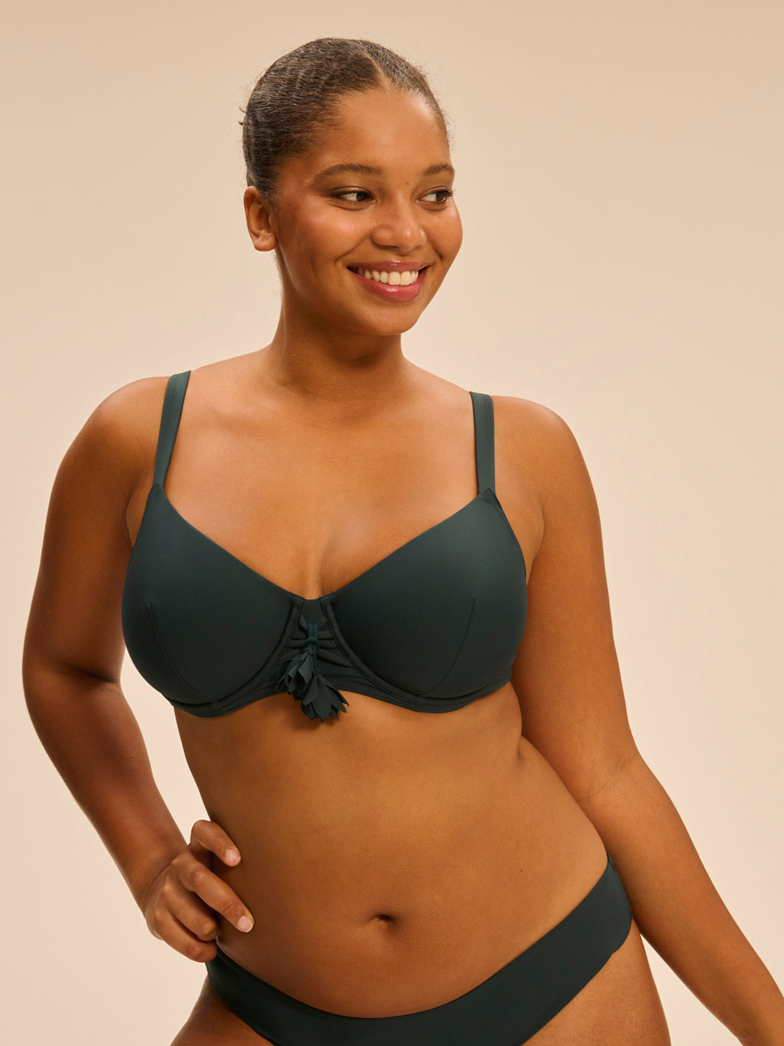 Underwired bikini top - Tropical Green