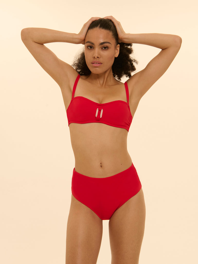 Underwired bandeau bikini top - Scarlet