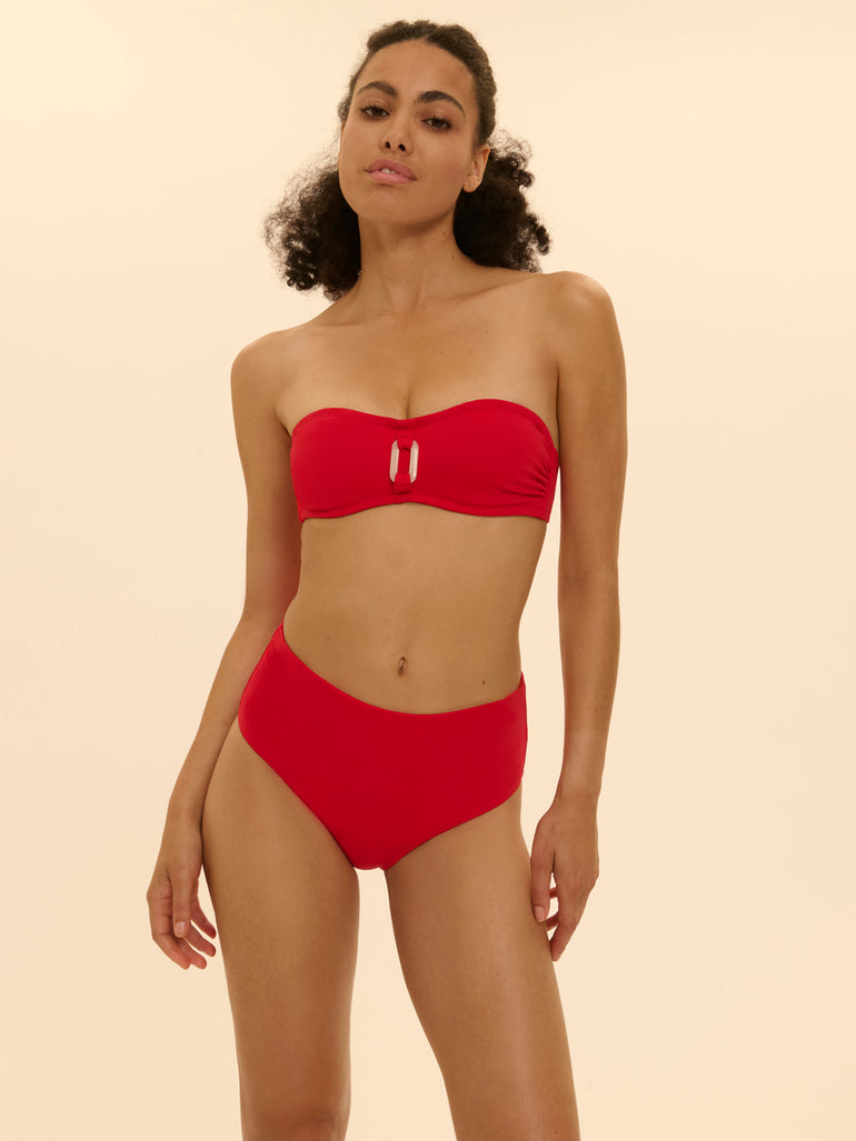 Underwired bandeau bikini top - Scarlet