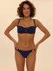Underwired bandeau bikini top - Navy