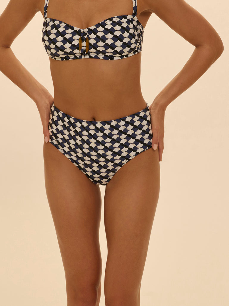High-waist bikini brief - Sailing print